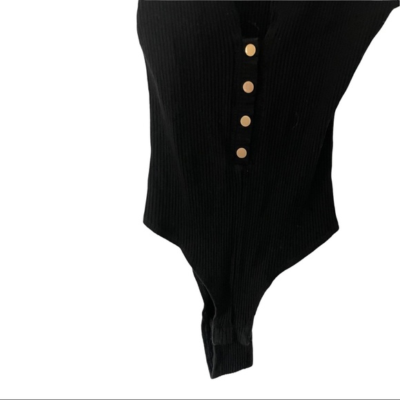 Makers of dreams bodysuit front snap buttons ribbed black size Small. - Picture 6 of 10